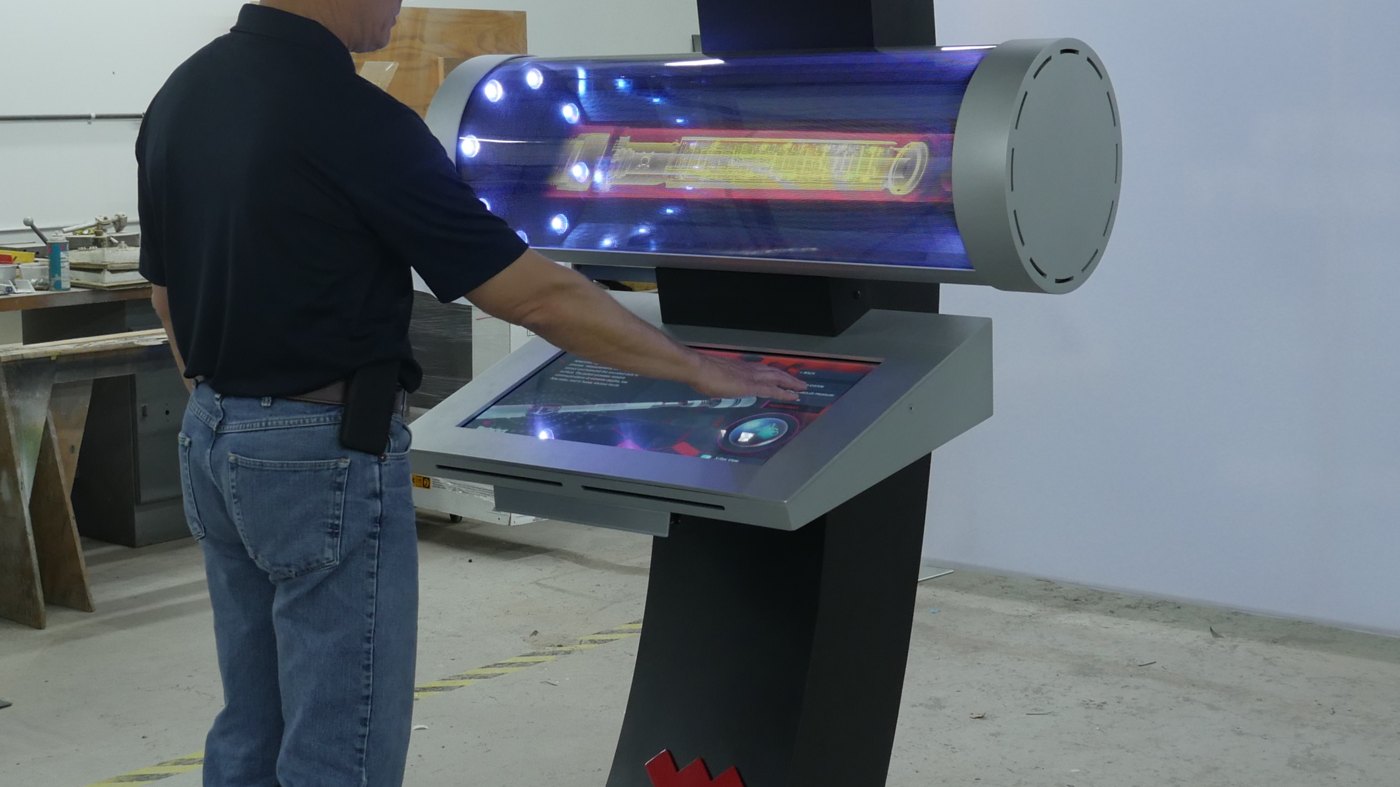Weatherford product hologram in a HoloTube kiosk